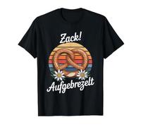 Zack Aufgebrezelt Brezel Blumen Edelweiß Preisgünstiges Grafik-T-Shirt, Herren, Schwarz, S