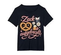 Zack Aufgebrezelt Shirt - Lustiges Trachten Frauen T-Shirt, Damen Große Größen, Schwarz, 6X