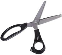 Zackenschere Stoffschere Zick Zack Schere für Hobbyschneider Edelstahl Stoffe Schneiderschere Profi Papierschere Bastelschere, schwarz