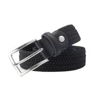 ZacLAy Blauer elastischer Stretch-Taillengürtel für Herren, Canvas-Stretch, geflochtener, elastischer, gewebter Ledergürtel, 3,8cm breit, Metall-Stretchgürtel für Herren, Schwarz