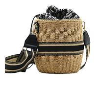 ZACUNXY Strohtasche，Strohtaschen Damen Damen gewebte strohbeutel handgemachte Papier Seil gewebt Tasche Mode populär runde Square Feiertag Beach Tasche Frauen umhängetasche(LD1801)