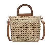 ZACUNXY Strohtasche，Strohtaschen Damen Handgewebte Tasche Flut Handtaschen Handbindende Schulter CLUETAFEN Bag Weibliche kleine Designgras-Paket(White)
