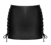Zado Damen Leder Minirock, Schwarz, L