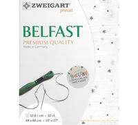 Zählstoff BELFAST Precut 32 ct. 3609 Farbe 1369 Sternchen weiß-grau, Handarbeitsstoff aus 100% Leinen für Stickerei 48x68 cm