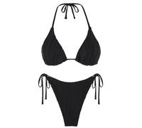 ZAFUL Bikini-Sets für Damen, Neckholder, zweiteiliger Badeanzug, gerippt, hoch geschnitten, seitliche Tanga, Badeanzug, sexy, gepolsterte Bademode