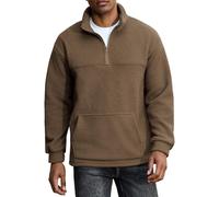 ZAFUL Herren Colorblock Sweatshirt New York Stickerei Flauschiges Polarfleece halber Reißverschluss Unisex Kapuzen-Sweatshirt, C-coffee, X-Large