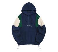 ZAFUL Herren Colorblock Sweatshirt New York Stickerei Flauschiges Polarfleece halber Reißverschluss Unisex Kapuzen-Sweatshirt