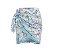 ZAFUL Schlitzrock für Damen, Boho-Print, seitliche Krawatte, Wickelrock mit Quaste, lässiger Strand-Minirock