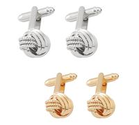 ZAHD 2 Paar Klassisch Knoten Manschettenknöpfe Goldene Manschettenknöpfe Kleidung Dekoration Knoten Manschettenknöpfe Gold Silber vergoldet Manschettenknöpfe Geburtstag, Weihnachten, Abschlussball