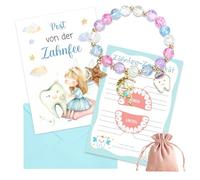 Zahnfee Geschenk Mädchen-Zahnfee Armband mit Zahnzertifikat & Karte, Zahnfeen Perlenarmband Bunt, Milchzahn Überraschung Geschenk Armband Mädchen Geburtstag Taufe Weihnachten für Tochter Patenkind