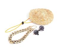 ZAICOLER Hund Sonnenbrille, Haustier Sonnenbrille Retro Strohhut Halsband Katzen Halskette Haustier Fotografie Accessoire Hüte für Katzen Katze Kostüm für Katzenpuppen Kleiner Mittelschwerer Hund