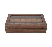 ZAICOLER Luxuriöser Uhrenbox-Organizer mit Holzmaserung, 12 Fächer, Vitrine für Geschenke, Innenausstattung aus PU-Leder