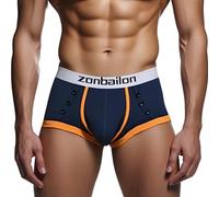 ZAIGELUO Bambus Herren Boxershorts Unterwäsche Atmungsaktive Weiche Retroshorts Männer Short Leg Unterhosen 3XL Navy