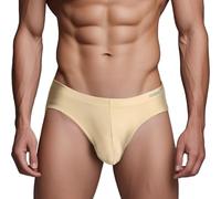 ZAIGELUO Slip Herren Weich Unterhosen Männer Atmungsaktive Eisseide Silk Briefs Nahtlos Low Rise Unterwäsche M Aprikose