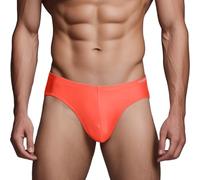 ZAIGELUO Slip Herren Weich Unterhosen Männer Atmungsaktive Eisseide Silk Briefs Nahtlos Low Rise Unterwäsche 2XL Orange