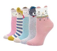 ZAKASA Lustige Kinder Kindersocken Mädchen Socken : Baumwolle Socken Cartoon Nette Katze Hund Gemustert für Kleinkind Mädchen Größe 20-34,2-11 Jahre alt,5 Paare Tier Socken