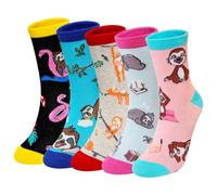 ZAKASA Witzige Socken Damen Baumwolle: Lustige Bunte Socken Interessante Frauen Tier Motiv Sneaker Socken EU 35-41 Faultier 5 Paare