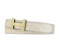 Zakatte • Damen Gürtel aus Kunstleder mit H-Schnalle Hüftgürtel Taillengürtel Damengürtel BS058 (Beige-Gold, 90 cm)