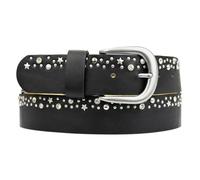 Zakatte • Damen Nietengürtel aus Kunstleder mit Strass und Sterne Strassgürtel Gürtel mit Nieten BS071 (Schwarz, 90 cm)