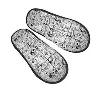 ZaKhs Lustige Ahegao Print Frauen Hausschuhe Rutschfeste Fuzzy Hausschuhe Niedliche Haus Hausschuhe Für Indoor Outdoor, Schwarz , Large