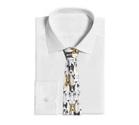 ZaKhs Lustige Hunde-Krawatte mit Bullterrier-Aufdruck, weiche Seide, formelle Krawatte, modisch, für Hochzeit, Business, Schwarz , One size