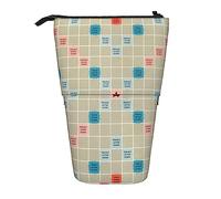 ZaKhs Scrabble Board Print Stand Up Pencil Case Retractable Pencil Pouch Cute Portable Pencil Holder for Boys Girls Office Supplies, Schwarz , Einheitsgröße, Make-up-Tasche