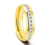 Zakk Damen Eternity Ring Titan Ewigkeitsring Eheringe 4mm 6mm Silber Memoire Ringe Hochzeitsring (Gold 6mm,57 (18.1))