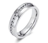 Zakk Damen Eternity Ring Titan Ewigkeitsring Eheringe 4mm 6mm Silber Memoire Ringe Hochzeitsring (Silber 6mm,60 (19.1))