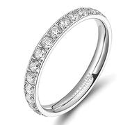 Zakk Eternity Ring 3mm Damen Ewigkeitsringe Titan Verlobungsringe Eheringe Trauringe Memoirering mit Zirkonia Silber Gold Rosegold (silber, 61 (19.4)