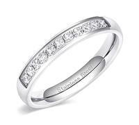Zakk Eternity Ring Damen Edelstahl Silber Rosegold Gold Edelstahl Ewigkeitsringe Vorsteckring 3.5mm Zirkonia Verlobungsringe Eheringe Trauringe Memoire Ringe (Silber,51 (16.2))