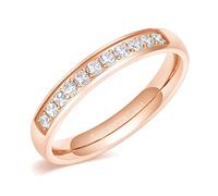 Zakk Eternity Ring Damen Edelstahl Silber Rosegold Gold Edelstahl Ewigkeitsringe Vorsteckring 3.5mm Zirkonia Verlobungsringe Eheringe Trauringe Memoire Ringe (Rosegold,61 (19.4))