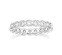 Zakk Eternity Ring Damen Ewigkeitsringe Vorsteckring 4mm Schmal Zirkonia Verlobungsringe Eheringe Trauringe Memoire Ringe (Silber,65 (20.7))