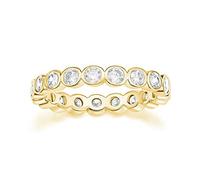 Zakk Eternity Ring Damen Ewigkeitsringe Vorsteckring 4mm Schmal Zirkonia Verlobungsringe Eheringe Trauringe Memoire Ringe (Gelbgold,65 (20.7))