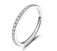 Zakk Eternity Ring Damen Ewigkeitsringe Vorsteckring Schmal Silber 925 Zirkonia Verlobungsringe Eheringe Trauringe Memoire Ring (Silber,52 (16.6))