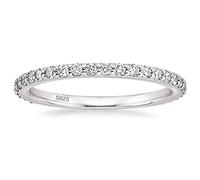 Zakk Eternity Ring Damen Silber 925 Zirkonia Volle Ewigkeitsringe Vorsteckring Schmal Verlobungsringe Eheringe Trauringe Memoire Ringe 2mm Gold Rosegold (Silber,49 (15.6))