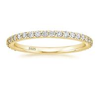 Zakk Eternity Ring Damen Silber 925 Zirkonia Volle Ewigkeitsringe Vorsteckring Schmal Verlobungsringe Eheringe Trauringe Memoire Ringe 2mm Gold Rosegold (Gelbgold,55 (17.5))