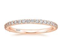 Zakk Eternity Ring Damen Silber 925 Zirkonia Volle Ewigkeitsringe Vorsteckring Schmal Verlobungsringe Eheringe Trauringe Memoire Ringe 2mm Gold Rosegold (Rosegold,55 (17.5))