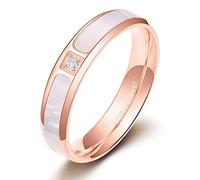 Zakk Ringe Damen Herren Rosegold Edelstahl Zirkonia Schaleneinlage Verlobungsringe Eheringe Partnerringe Trauringe 5.5mm (65 (20.7))