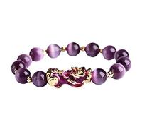 zalati Perlenarmband Glücksbringer lila Feng Shui Amulett Wohlstand Mantra lockt Glück und Reichtum an - Lila, 1.02 inches, Leder