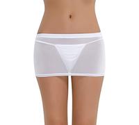 Zaldita Damen Minirock Transparent Basic Rock Etui Super Weich Rock Stretch Skirt Unterrock Lingerie Nachtwäsche Clubwear B Weiß Einheitsgröße