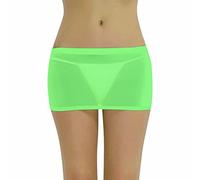 Zaldita Damen Minirock Transparent Basic Rock Etui Super Weich Rock Stretch Skirt Unterrock Lingerie Nachtwäsche Clubwear E Fluoreszierendes Gelb Einheitsgröße