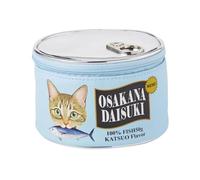 Zambuph Taschenaufbewahrung, Kosmetikdose, Reißverschluss, Make up Tasche, Katze, Fisch, Muster, lustige Lebensmittel, Accessoires, Toilettenartikel, große Kapazität, Blau