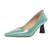 Zamikoo Damen Anziehen Quadratische Zehe Mittlerer Absatz 6.5 cm Blockabsatz Pumps Party Hochzeit Kleid Schuhe Mintgrün EU 37