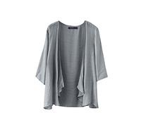 ZANZEA Kimono Damen Strand Kurz Cardigan Sommer Boho 3/4 Arm Strickjacke Strand Cover Up Große Größen Strandponcho Oversize Cardigan B-Grau L