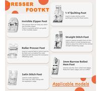 ZARADU 11 Stück Multifunktions Nähfuß,Saumfuss für Nähmaschine,für Nähmaschine Von W6,Brother,Singer,Privileg,Janome,Husqvarna und Mehr Muth