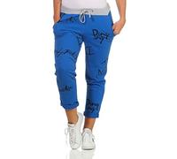 ZARMEXX Damen Joggpants Baggy Boyfriend Style Sweatpants All-Over Print für Freizeit und Sport (blau, 36-40)