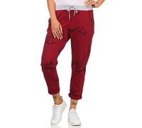ZARMEXX Damen Joggpants Baggy Boyfriend Style Sweatpants All-Over Print für Freizeit und Sport (Bordeaux, 36-40)
