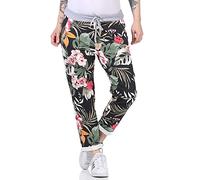 ZARMEXX Damen Sweatpants Baggy Hose Boyfriend Freizeithose Sporthose All-Over Roses Print One Size (floral1, One Size)