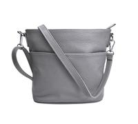zarolo Damen Leder Tasche Delia, kleine Umhängetasche Grau, Cross Body, Schutertasche italienische Handarbeit