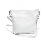zarolo Damen Leder Tasche Delia, kleine Umhängetasche in Weiß mit Reißverschluss, Cross Body, Schutertasche italienische Handarbeit (Weiß)